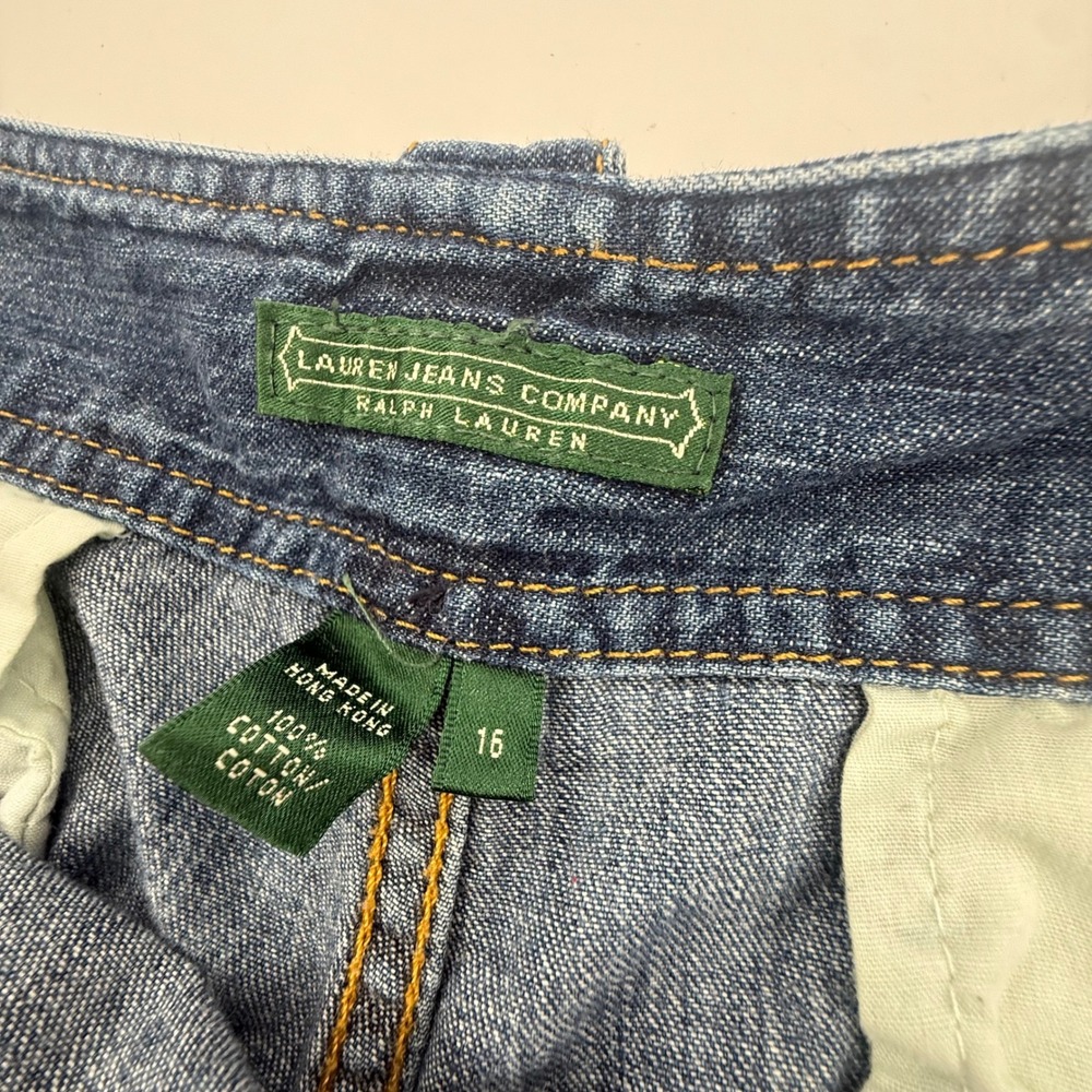 Lauren Polo Ralph Jeans Co Denim Shorts Womens 16 Blue Utility High Rise Y2K - Picture 2 of 8